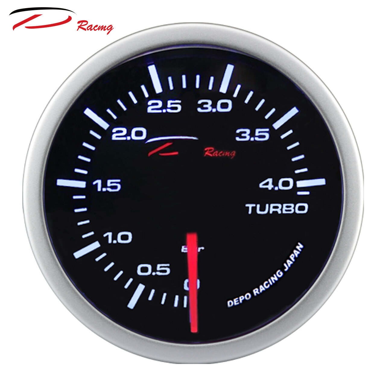 【D Racing三環錶/改裝錶】52mm單色白光 高反差 0~4BAR 機械式渦輪錶 BOOST GAUGE(增壓錶) 入門款 柴油車可用