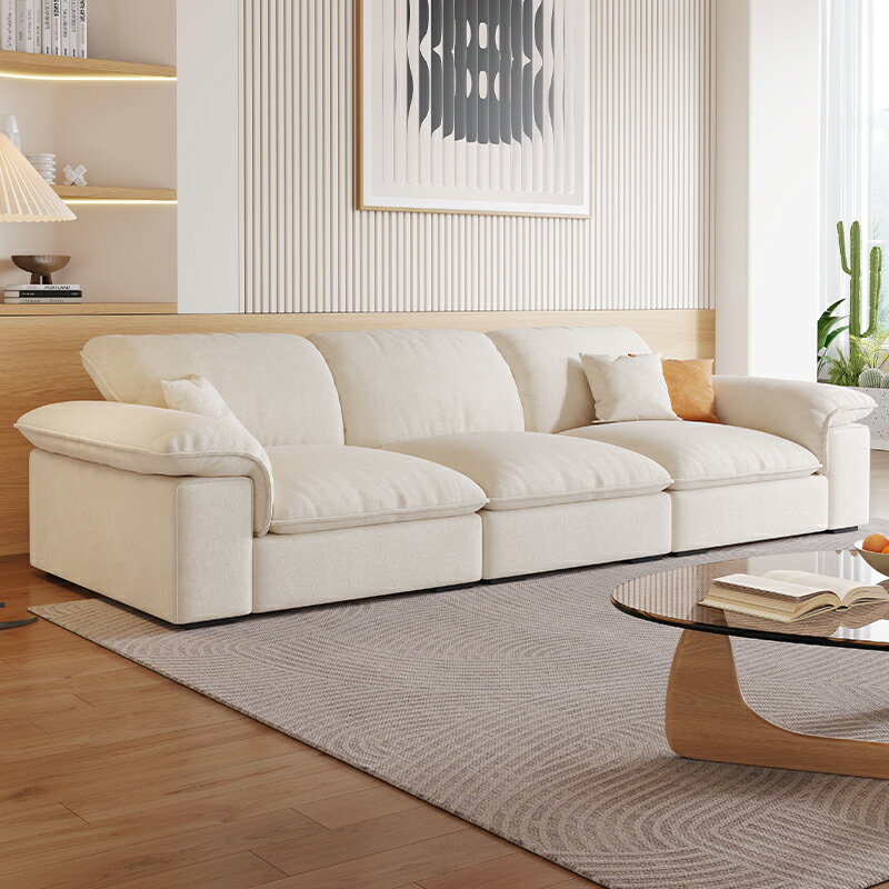 意式輕奢奶油風貓抓布藝沙發現代客廳小戶型家用直排科技布藝沙發
