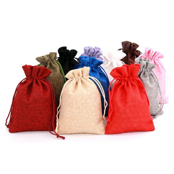 彩色棉麻束口袋-小 萬用抽繩手提棉麻布收納袋 飾品糖果禮品包裝袋 贈品禮品
