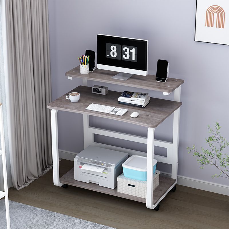 【限時優惠】迷你小戶型電腦桌家用臺式書桌可移動床邊電腦桌雙層出租屋加寬桌