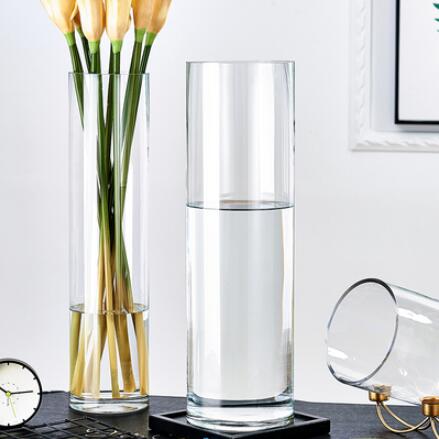 特大號落地花瓶玻璃透明擺件水養富貴竹水竹玫瑰百合插花客廳家用