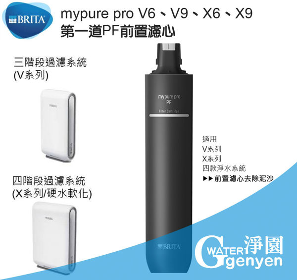 德國 BRITA mypure pro PF前置濾芯 - 適用V6、V9、X6、X9 超微濾過濾系統第一道濾心(去除泥污)