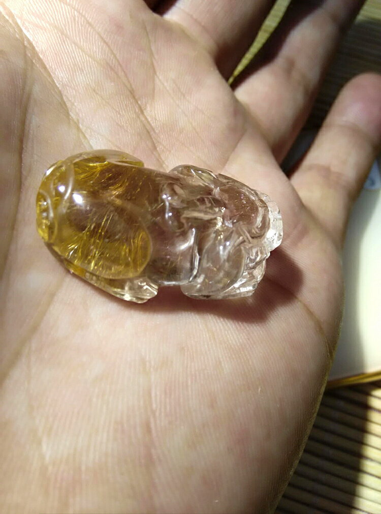 巴西鈦晶貔貅發晶雕掛擺件項鏈吊墜天然水晶招財辟邪轉運一物一圖1入