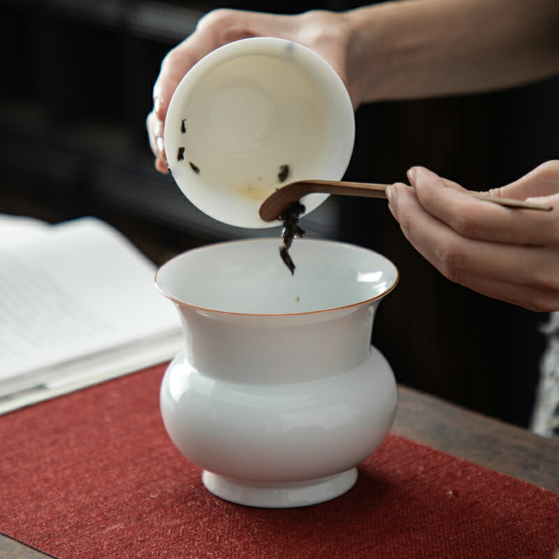 甜白瓷茶渣缸建水茶洗水孟家用茶水洗陶瓷茶渣斗杯洗功夫茶道配件