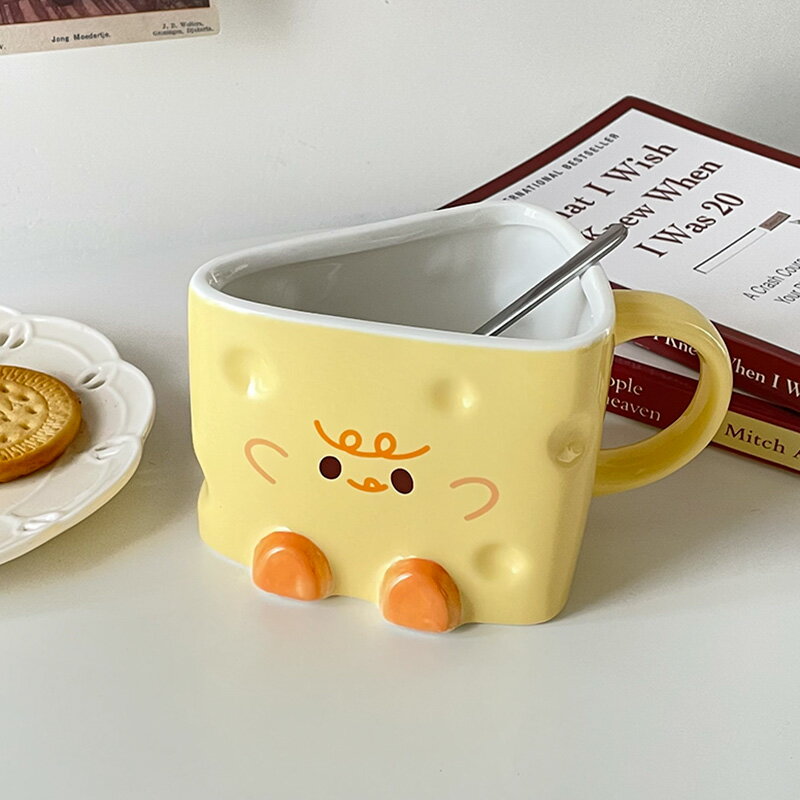 ins風馬克杯帶蓋勺女生高顏值咖啡杯子女可愛陶瓷杯迷你創意水杯