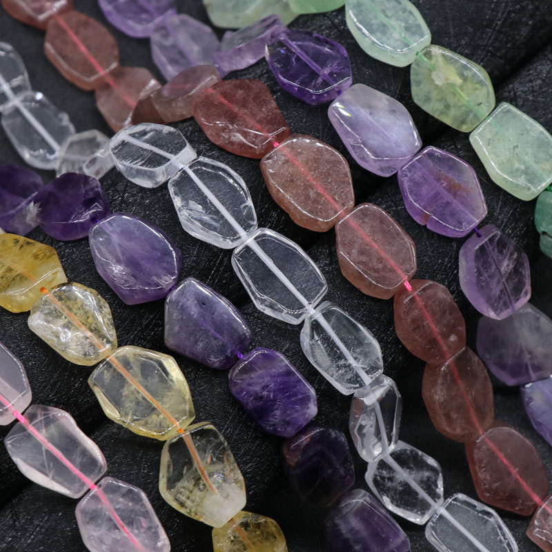 天然水晶紫晶粉晶黃白水晶切面不規則片 DIY散珠串珠材料配件單顆