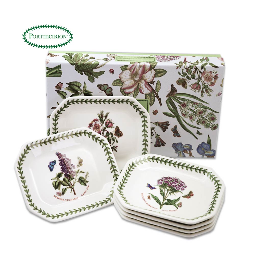 英國Portmeirion-Botanic Garden 經典植物園系列15CM八角盤6入禮組(附原裝彩盒)-A款