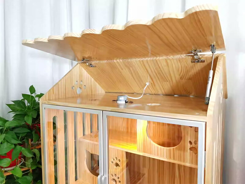 【台灣現貨】防水實木貓別墅 帶屋頂貓舍 豪華貓櫃 家用大空間貓房子 帶自由門出入貓窩 室內不占地貓籠子（90*60*170cm） 6