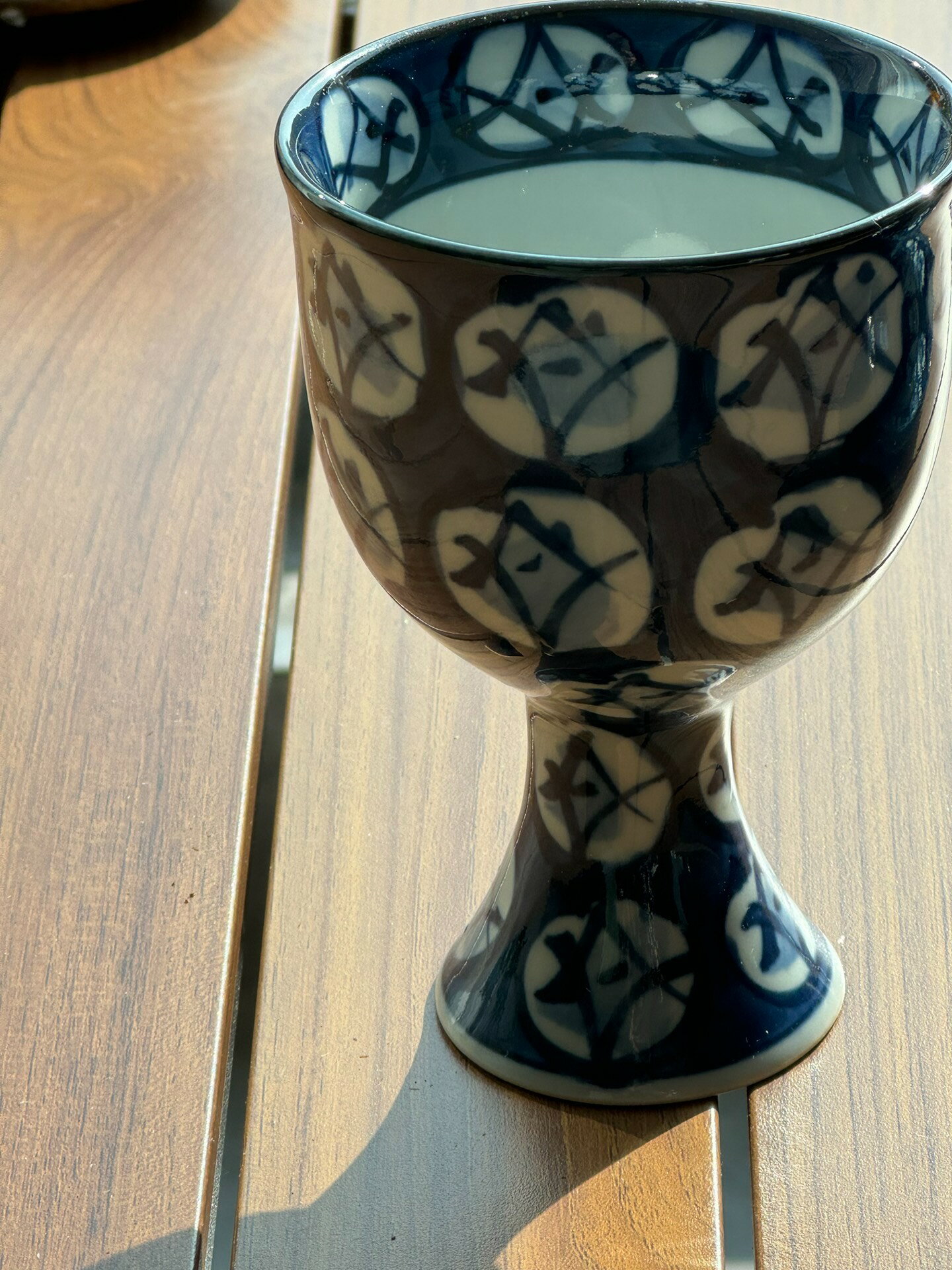日本中古迴流，舶來品，有田燒，手繪青花釉下彩，高足杯，茶杯，1533