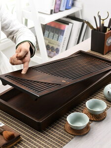 家用竹製茶盤簡約復古長方形雙層儲排大號茶托盤創意茶具茶臺