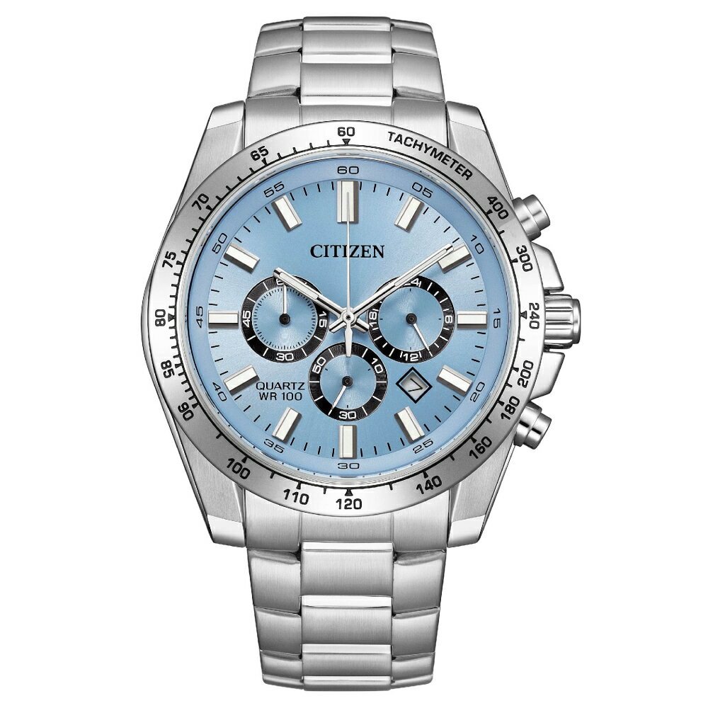 送禮首選★CITIZEN 星辰 Chronograph 藍色三眼計時石英手錶 44mm AN8230-59L 附提袋【全館滿額折價★APP下單點數4倍送】線上購買享_實體門市同步服務
