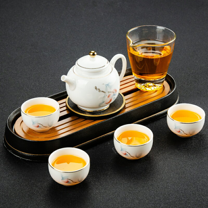 家用功夫茶具套裝干泡盤日式簡約迷你白瓷茶壺蓋碗茶杯泡茶器