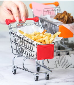 美式西餐廳迷你超市購物車薯條籃 創意推車式薯條筐 小吃籃炸雞籃