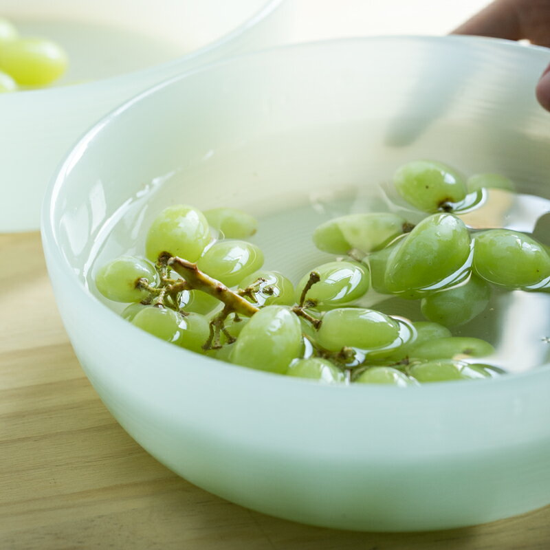 朵頤創意盤子菜碗家用水綠螺紋玻璃碗水果盤沙拉碗冷面碗甜品碗1入