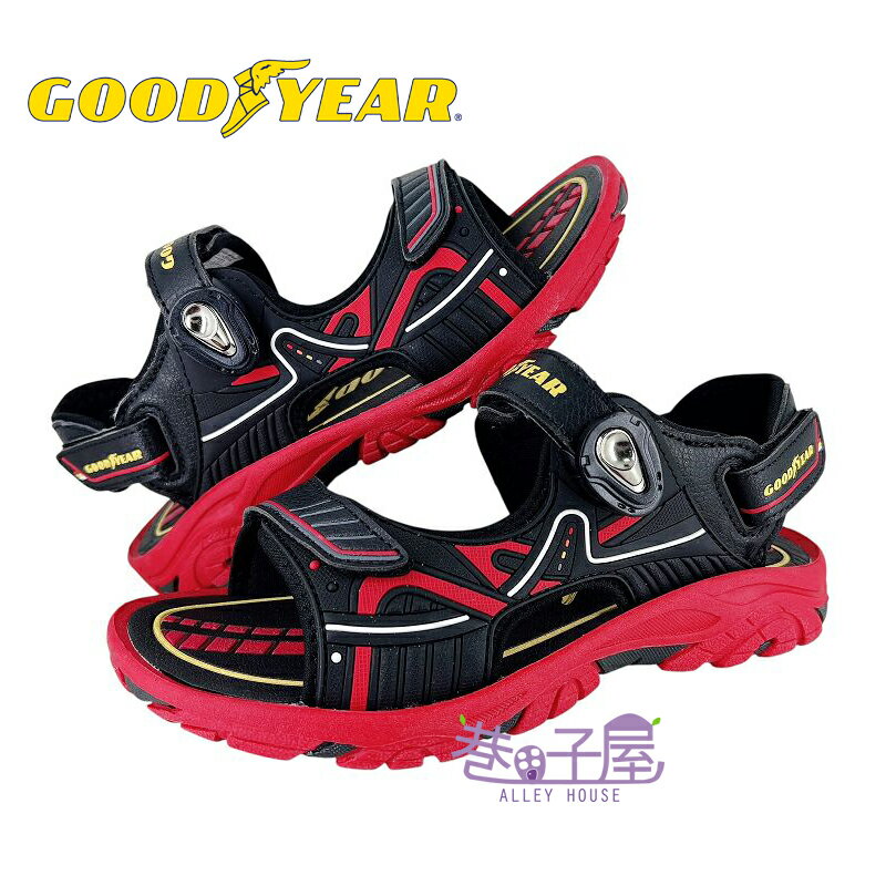 GOODYEAR固特異 童鞋 盛夏甜心 磁扣涼鞋 運動涼鞋 戶外涼鞋 [GAKS38800] 黑紅【巷子屋】