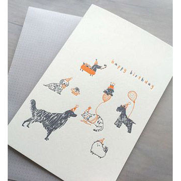 【iPaper】ditto ditto 活版印刷 問候卡 Birthday-The Dogs 派對狗
