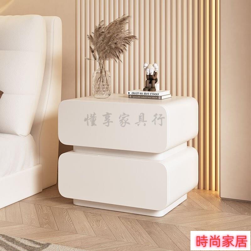 免運 公司貨 奶油風床頭櫃簡約現代實木皮質床邊櫃小型臥室超窄極簡迷你收納櫃/001特惠/開立發票S1005