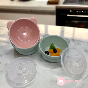送矽膠湯匙》韓國製🇰🇷 鉑金矽膠副食品餐碗(含蓋)無吸盤