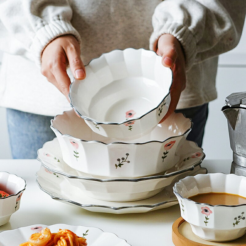 北歐ins風碗碟套裝家用簡約小清新餐具碗盤飯碗盤子碗筷餐具組合