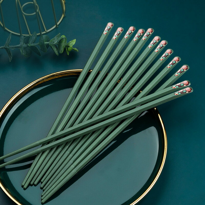 合金筷子家用日式尖頭高檔精致防滑防霉耐高溫不發霉高端創意輕奢