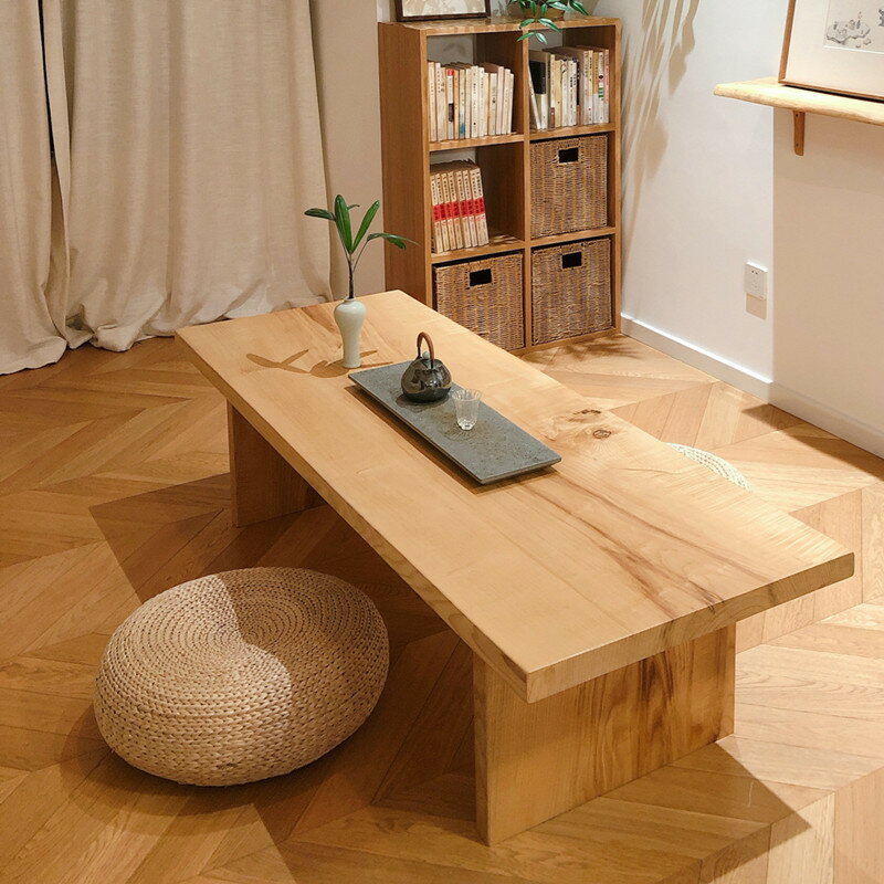 茶桌 茶桌 桌椅組合 日式實木榻榻米茶桌家用極簡侘寂風客廳茶室木質長條桌椅組合
