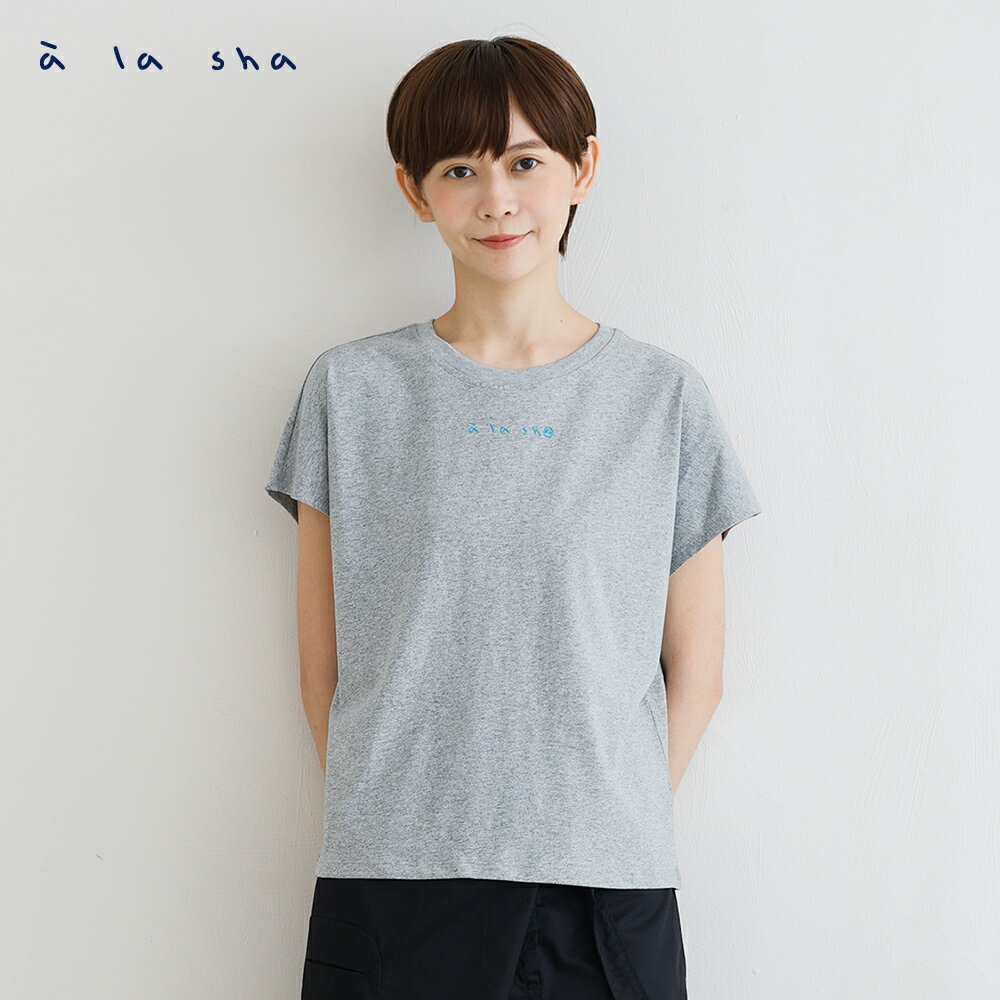 a la sha Logo拉漿印連袖T
