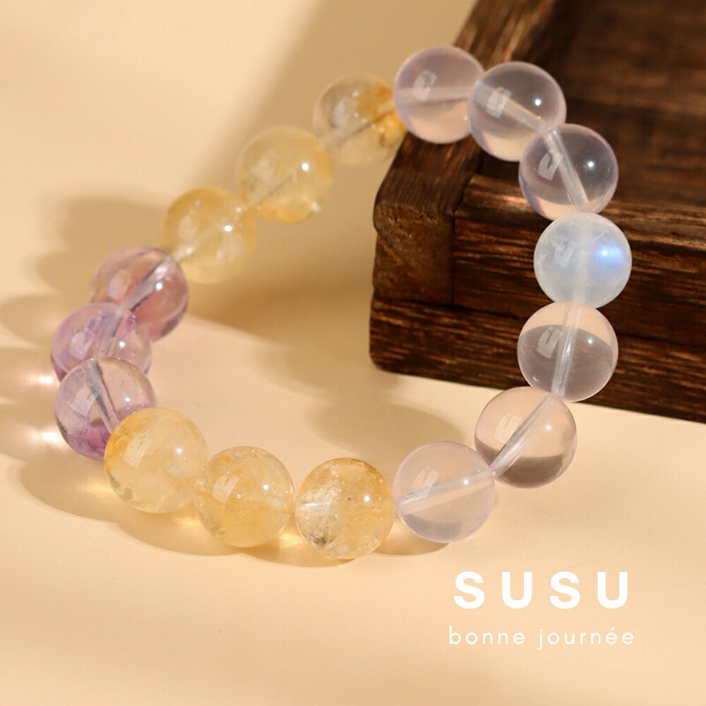 SU SU︱星辰戀曲水晶手鍊❤️星光粉 黃阿賽 月光石 紫水晶 事業運 招財 轉運 能量 防小人