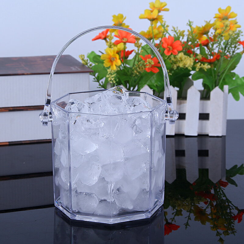 亞克力冰桶 透明塑料冰桶 冰塊桶 水晶鉆石八角冰粒桶酒吧KTV冰桶