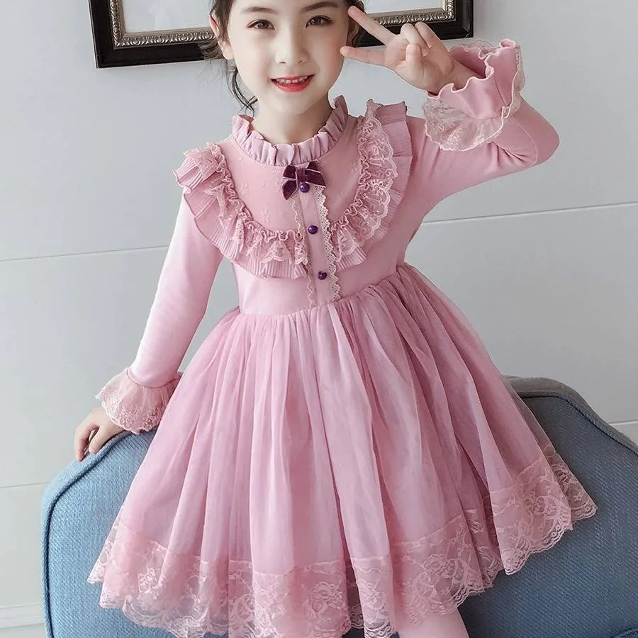 兒童洋裝 女童連身裙 加絨春秋冬裝高階蓬蓬裙 禮服裙 小孩兒童公主裙 洋氣百搭連衣裙 女生連身裙【不二雜貨】