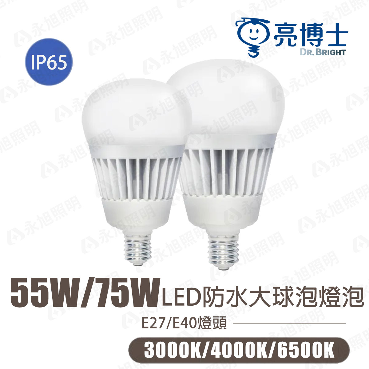 〖亮博士〗LED E27/E40 55W 75W 防水 IP65 超高光效 大瓦數 球泡燈 全電壓 白光/黃光/自然光 〖永光照明〗