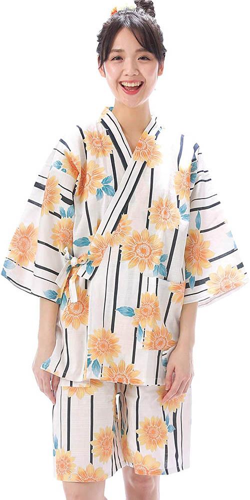 Nishiki【日本代購】和式清涼居家服 睡衣 上下套裝 棉100%-菊に矢絣
