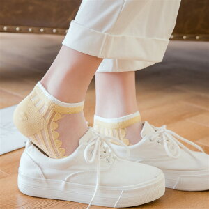 襪子 玻璃絲襪子女夏季薄款日系透明水晶襪短襪淺口船襪絲襪棉底女款潮『XY24166』