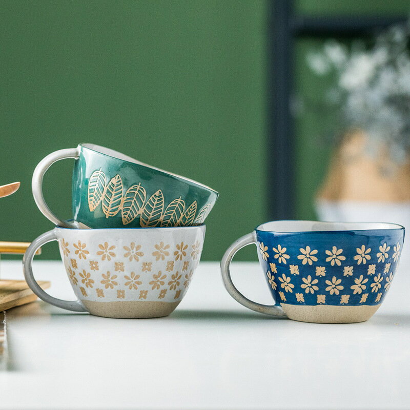 日式創意復古粗陶馬克水杯網紅咖啡牛奶杯個性不規則家用陶瓷茶杯
