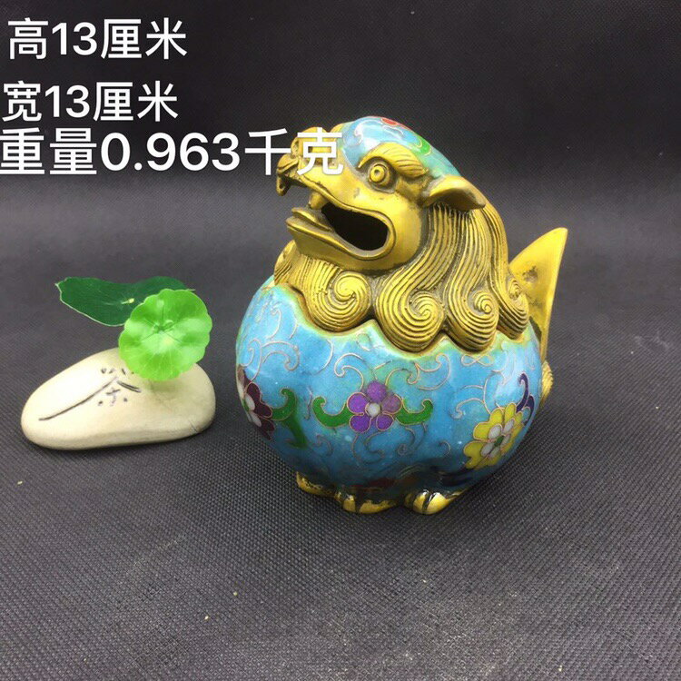 古玩收藏精品仿古景泰藍掐絲琺瑯彩貔貅純銅薰香爐檀香爐家居擺件
