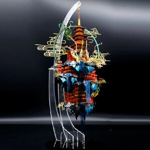 藝模新品 蓬萊仙島 3d金屬拼裝拼圖模型 中國風建筑