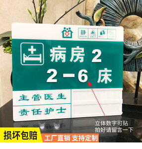 醫院病房號碼門牌亞克力病床號標識牌衛生院護理科室床頭牌床位牌病人護理牌提示牌可定制