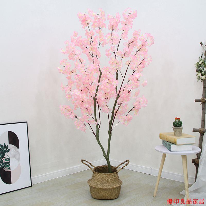 附發票 免運 假植物 仿真植物 居家裝飾 假樹 落地仿真植物 模擬綠植高品質仿真花擺設客廳裝飾擺件絹花家居飾品桃花室內櫻花假樹造景1223