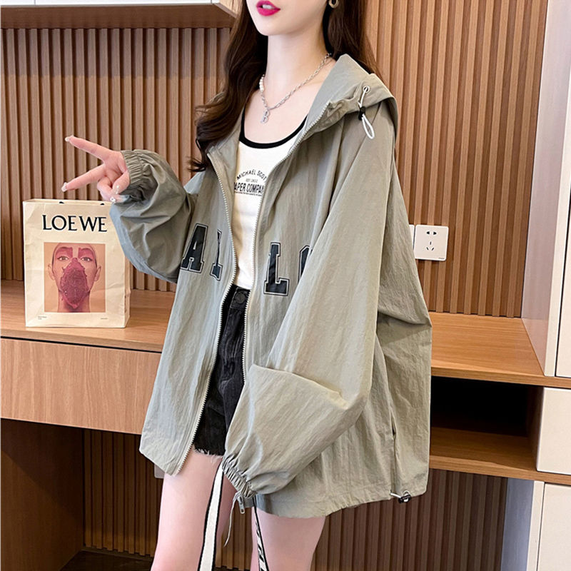 連帽防曬服外套女韓版寬松休閑洋氣中長款上衣服夏季新款【倪醬】