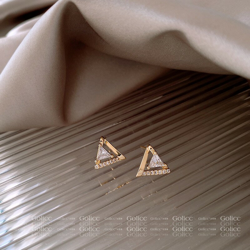 高級感鏤空三角形925純銀針耳釘2021年新款潮女氣質大氣耳飾耳環
