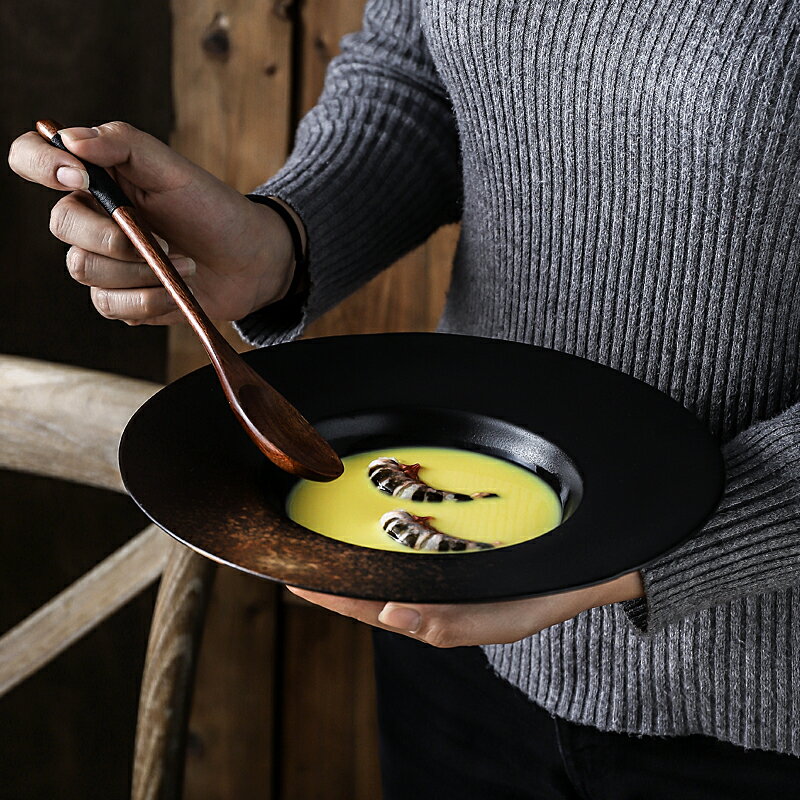 日式復古湯盤餐具意面商用盤子草帽碗飛碟盤沙拉盤西餐盤深盤菜盤