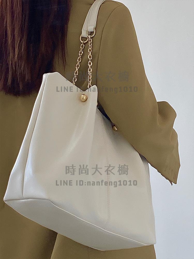 包包女軟皮大容量托特包小眾高階感學生上課手提單肩側揹包【時尚大衣櫥】