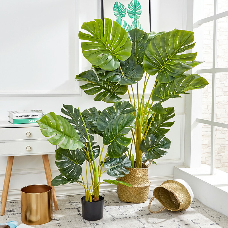 仿真龜背葉植物ins北歐植物盆栽室內擺件假綠植裝飾家居客廳擺設