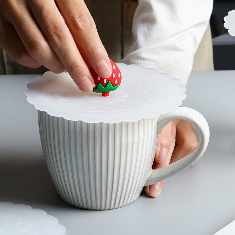 卡通食品級矽膠茶杯杯蓋保溫杯杯子蓋通用密封防塵陶瓷杯水杯蓋子