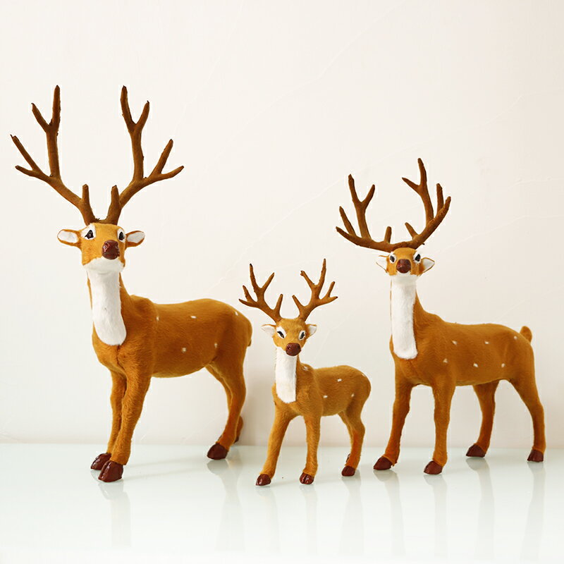 仿真梅花鹿動物擺件森系攝影道具桌面擺件圣誕鹿家居裝飾小鹿包郵
