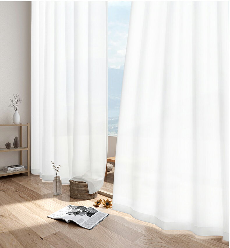 2021新款客廳窗簾紗簾陽臺透光不透人掛鉤式窗紗時尚輕奢白紗紗幔 6