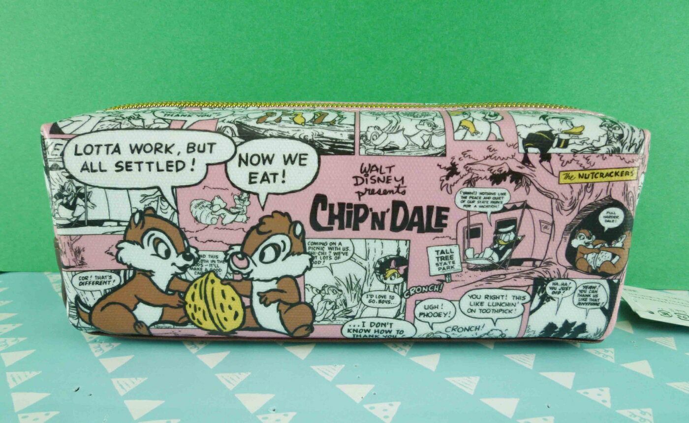 【震撼精品百貨】Chip N Dale 奇奇蒂蒂松鼠 筆袋-粉漫畫 震撼日式精品百貨