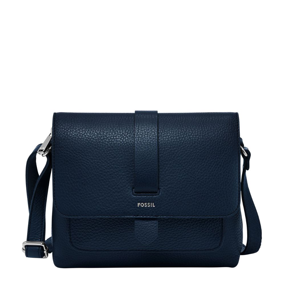 送禮首選 ★ FOSSIL Kinley 真皮翻蓋方包-藍色 ZB7878545【 美國時尚品牌 】 附防塵袋+提袋