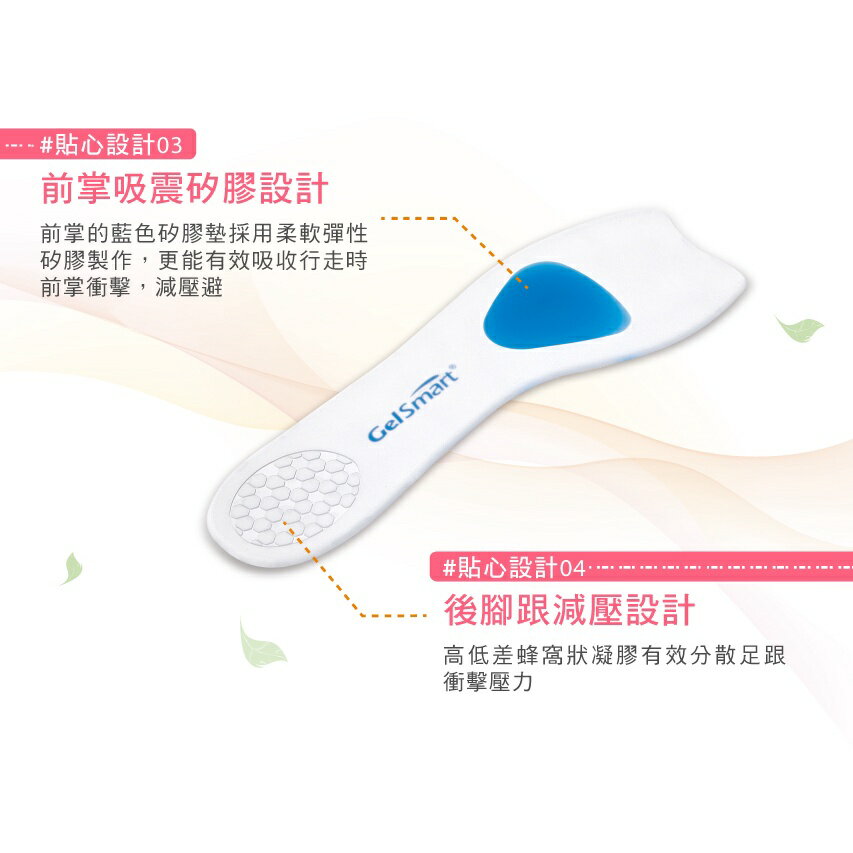 雙密度3/4矽膠鞋墊(女鞋用)-1雙 【GelSmart吉斯邁】SI-SI342D 2