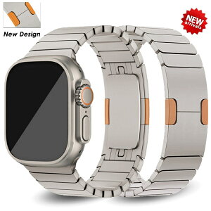 新款鈦橙色錶帶適用於iWatch 8 7 Ultra2 49Mm 45 41mm 6 5 4 42不鏽鋼 磁性扣 快拆带