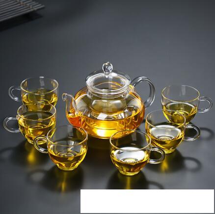 耐熱玻璃功夫茶壺花茶壺過濾泡茶器加厚高溫透明茶具套裝家用茶杯